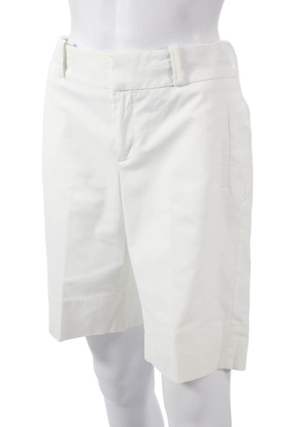 Banana Republic Women Bermuda Shorts White Cotton Zip Size 6