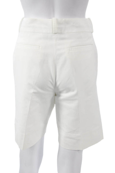 Banana Republic Women Bermuda Shorts White Cotton Zip Size 6