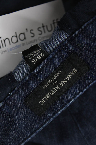 Banana Republic Womens Bermuda Shorts Blue Cotton Button Size 28