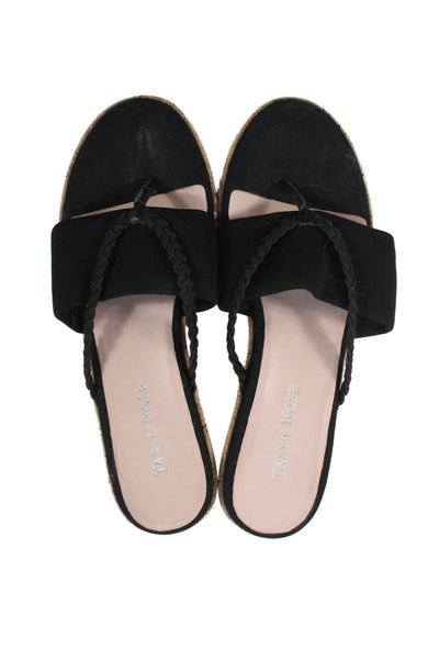 Taryn Rose Womens Slide On Platform Thong Sandals Black Size 7.5M