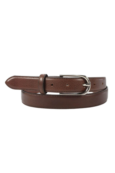 Ralph Lauren Womens Leather Silver Tone Buckle Classic Belt Brown Size 36