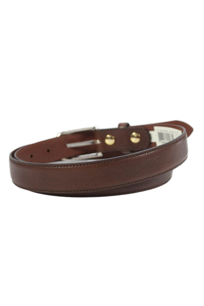 Ralph Lauren Womens Leather Silver Tone Buckle Classic Belt Brown Size 36