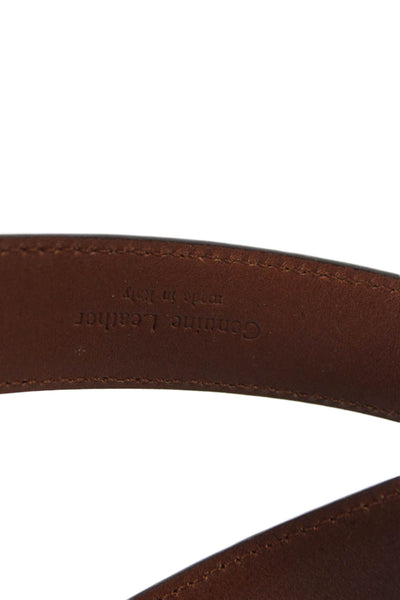 Ralph Lauren Womens Leather Silver Tone Buckle Classic Belt Brown Size 36
