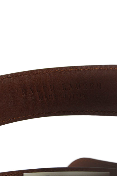 Ralph Lauren Womens Leather Silver Tone Buckle Classic Belt Brown Size 36