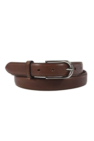 Ralph Lauren Womens Leather Silver Tone Buckle Classic Belt Brown Size 36