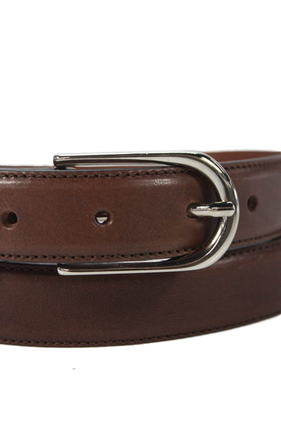 Ralph Lauren Womens Leather Silver Tone Buckle Classic Belt Brown Size 36