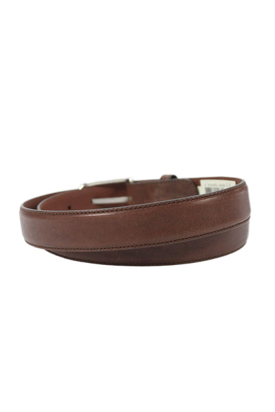 Ralph Lauren Womens Leather Silver Tone Buckle Classic Belt Brown Size 36
