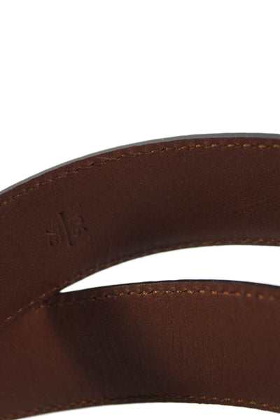 Ralph Lauren Womens Leather Silver Tone Buckle Classic Belt Brown Size 36
