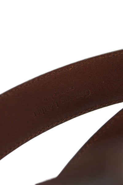 Ralph Lauren Womens Leather Silver Tone Buckle Classic Belt Brown Size 36