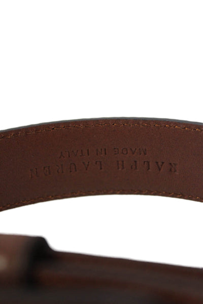 Ralph Lauren Womens Leather Silver Tone Buckle Classic Belt Brown Size 36