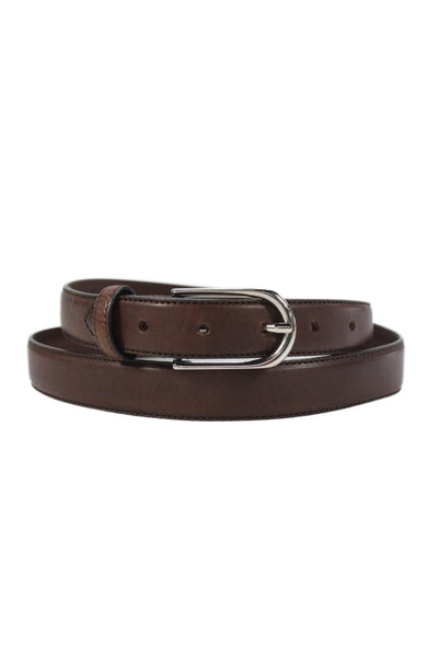 Ralph Lauren Womens Leather Silver Tone Buckle Classic Belt Brown Size 42