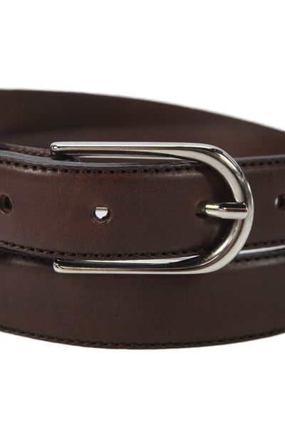 Ralph Lauren Womens Leather Silver Tone Buckle Classic Belt Brown Size 42