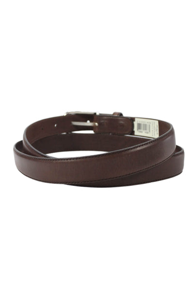 Ralph Lauren Womens Leather Silver Tone Buckle Classic Belt Brown Size 42