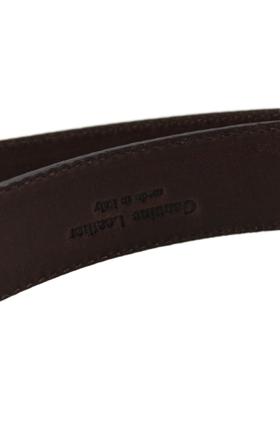 Ralph Lauren Womens Leather Silver Tone Buckle Classic Belt Brown Size 42