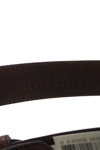 Ralph Lauren Womens Leather Silver Tone Buckle Classic Belt Brown Size 42