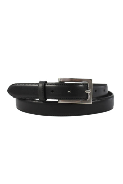 Ralph Lauren Womens Leather Silver Tone Buckle Classic Belt Black Size 40