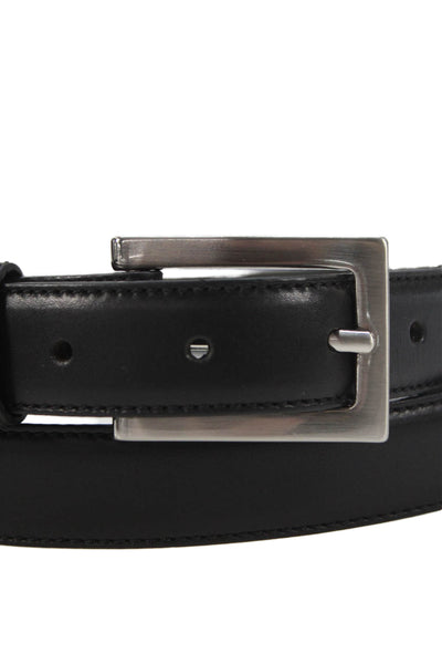 Ralph Lauren Womens Leather Silver Tone Buckle Classic Belt Black Size 40