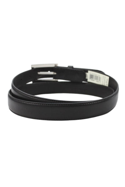 Ralph Lauren Womens Leather Silver Tone Buckle Classic Belt Black Size 40