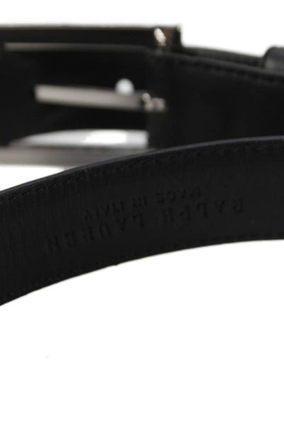 Ralph Lauren Womens Leather Silver Tone Buckle Classic Belt Black Size 40