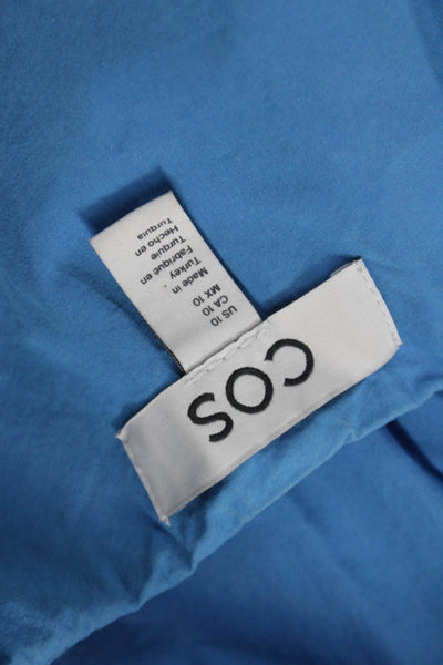 COS Women Maxi Dress Blue Cotton V-Neck Short Sleeve Full Length Size 10