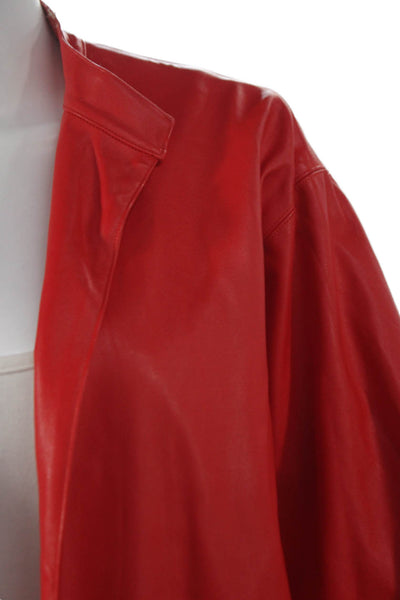 Natori Women Red Faux Leather Kimono Jacket 3/4 Sleeve Size S