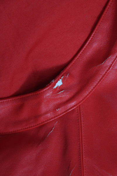 Natori Women Red Faux Leather Kimono Jacket 3/4 Sleeve Size S