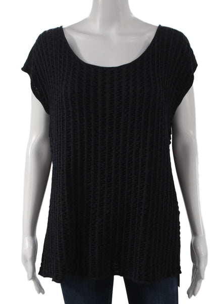 Armani Collezioni Women Black Viscose Scoop Neck Tunic Short Sleeve Size 14