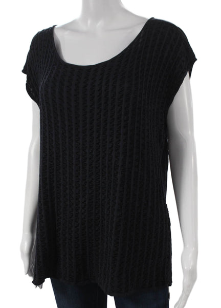 Armani Collezioni Women Black Viscose Scoop Neck Tunic Short Sleeve Size 14