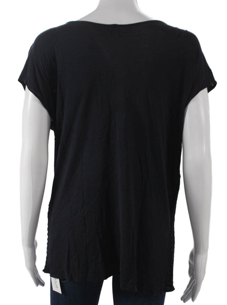 Armani Collezioni Women Black Viscose Scoop Neck Tunic Short Sleeve Size 14