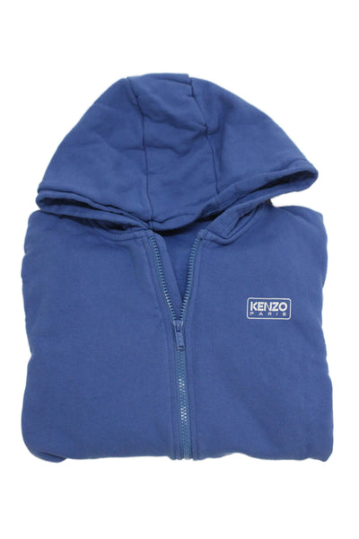 Kenzo Childrens Boys Full Zipper Hooded Sweatshirt Blue Cotton Size 12