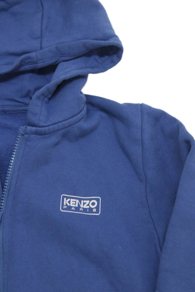 Kenzo Childrens Boys Full Zipper Hooded Sweatshirt Blue Cotton Size 12