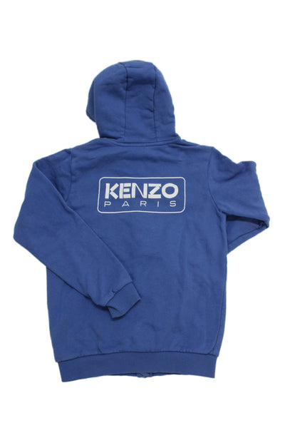 Kenzo Childrens Boys Full Zipper Hooded Sweatshirt Blue Cotton Size 12