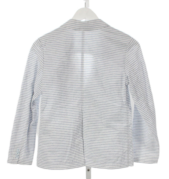 Armani Junior Childrens Boys Linen Blend Striped Blazer White Blue Size 12