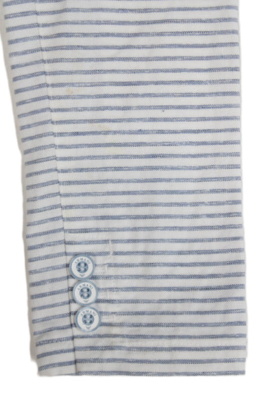 Armani Junior Childrens Boys Linen Blend Striped Blazer White Blue Size 12