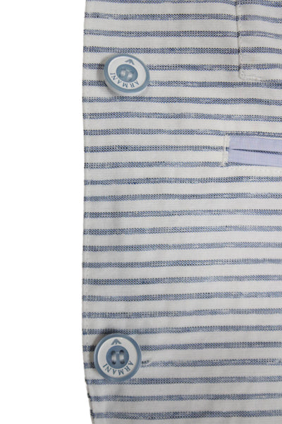 Armani Junior Childrens Boys Linen Blend Striped Blazer White Blue Size 12
