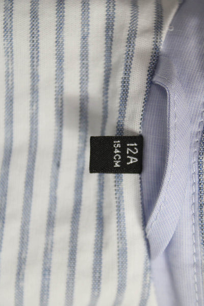Armani Junior Childrens Boys Linen Blend Striped Blazer White Blue Size 12