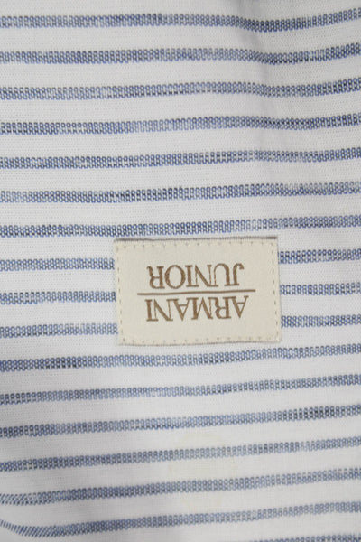 Armani Junior Childrens Boys Linen Blend Striped Blazer White Blue Size 12