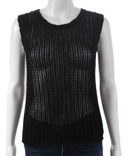 Hyfve Womens Black Cotton Crew Neck Sleeveless Pullover Sweater Size S