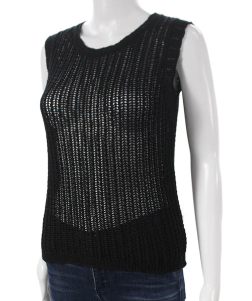 Hyfve Womens Black Cotton Crew Neck Sleeveless Pullover Sweater Size S