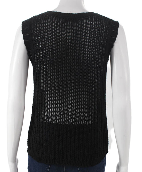 Hyfve Womens Black Cotton Crew Neck Sleeveless Pullover Sweater Size S