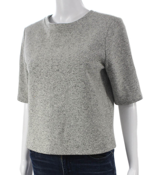 Theory Womens Gray Virgin Wool Crew Neck 3/4 Sleeve Zip T-Shirt Size M