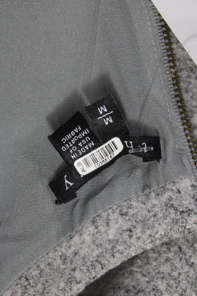Theory Womens Gray Virgin Wool Crew Neck 3/4 Sleeve Zip T-Shirt Size M