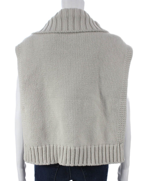 More Than Yesterday Womens Beige Collared Vest Extra Fine Wool Size One Size