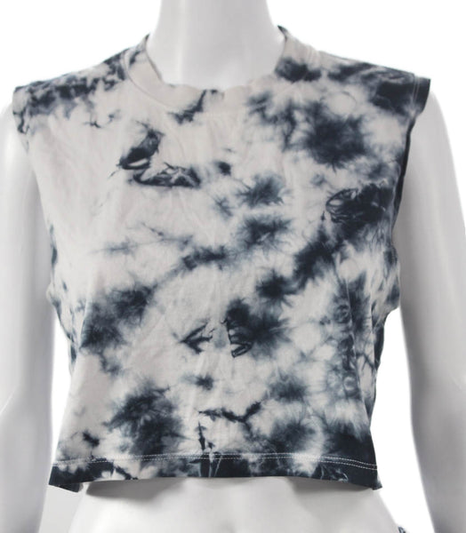 xkarla Women Cropped Tie Dye Cotton Sleeveless Crew Neck Tee Multi Size M
