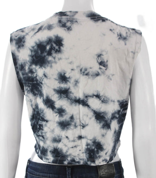 xkarla Women Cropped Tie Dye Cotton Sleeveless Crew Neck Tee Multi Size M