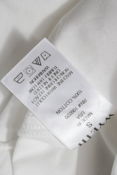 Wyeth Women Basic White Cotton Collared Long Sleeve Button-Up Blouse Size S