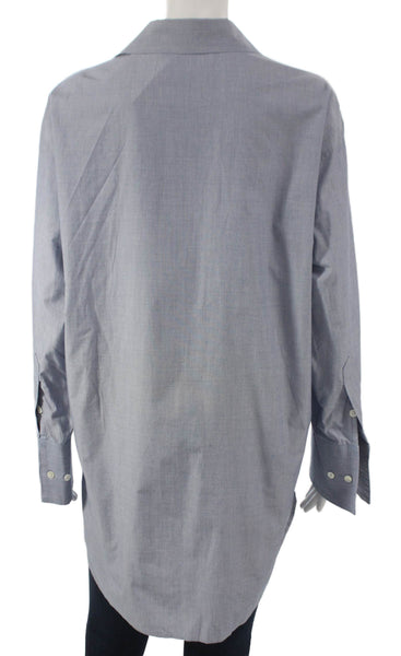 Babaton Women Tunic Button-Up Collared Long Sleeve Cotton Blue Size 2