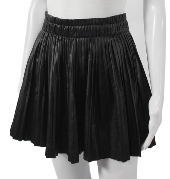 Stage Womens Pleated Skirt Black Polyurethane Mini Size S