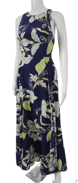 Yumi Kim Women Maxi Silk Floral Dress Sleeveless Round Neck Zip Mid Calf Size M