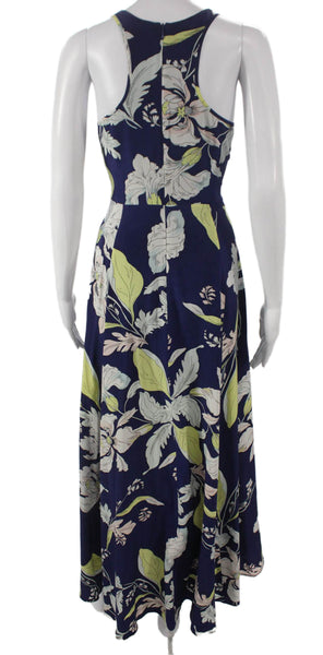 Yumi Kim Women Maxi Silk Floral Dress Sleeveless Round Neck Zip Mid Calf Size M